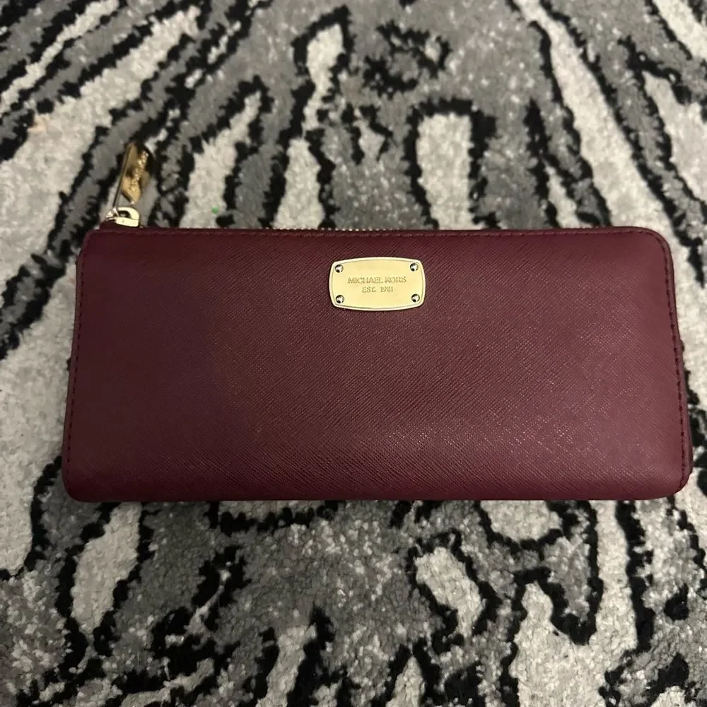 Michael Kors Burgundy Salma Medium Handbag and Wallet Set
